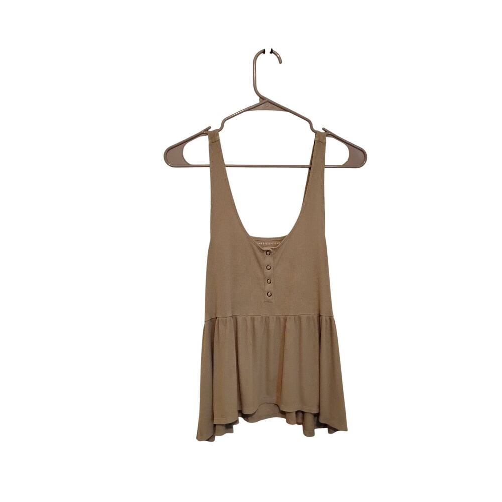 American Eagle Soft & Sexy Tank Top Green Henley Babydoll Peplum Flowy Boho